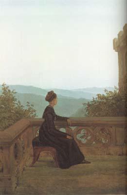 Carl Gustav Carus Woman on a Terrace (mk10) France oil painting art